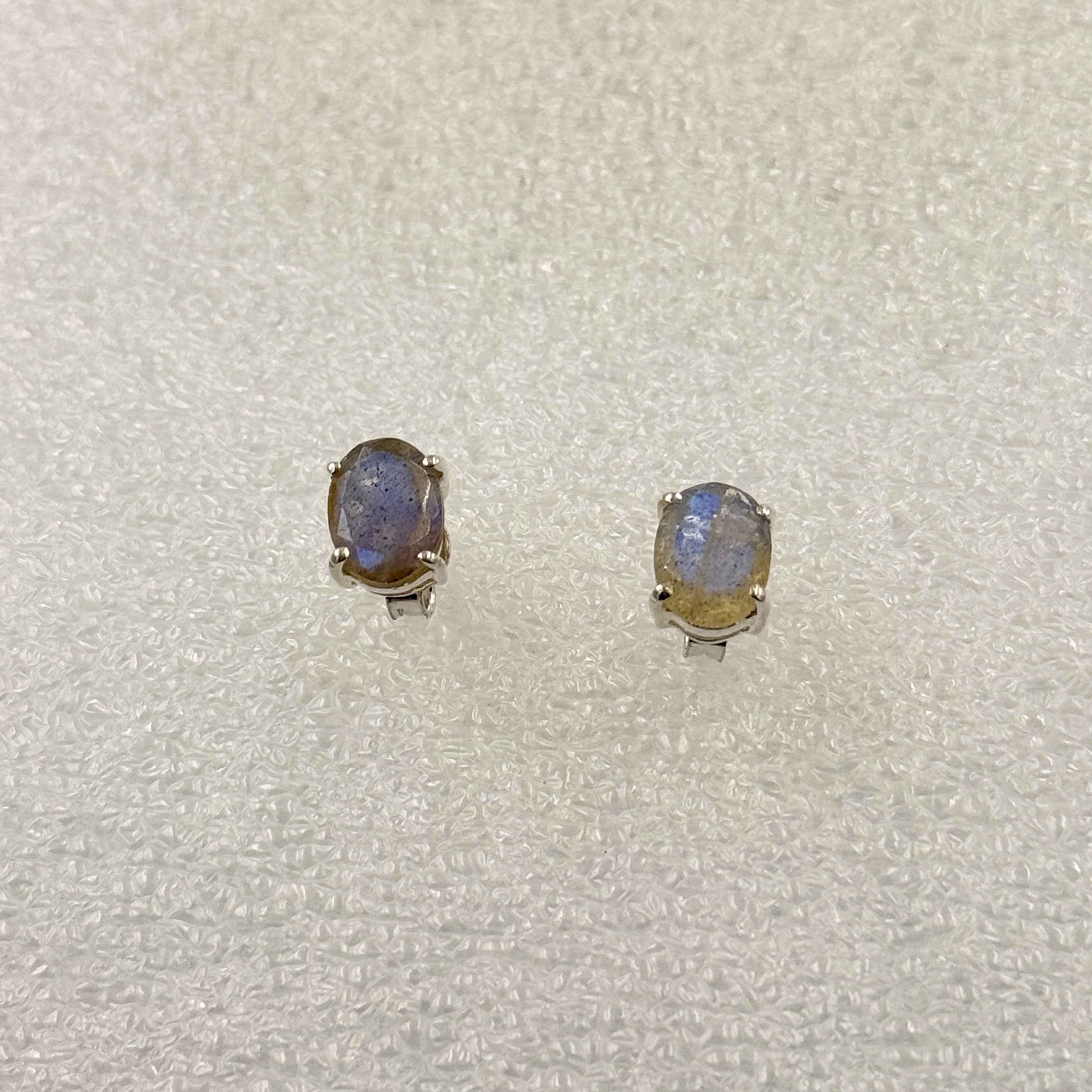 Sterling Silver Oval Labradorite Post Earrings Size 1