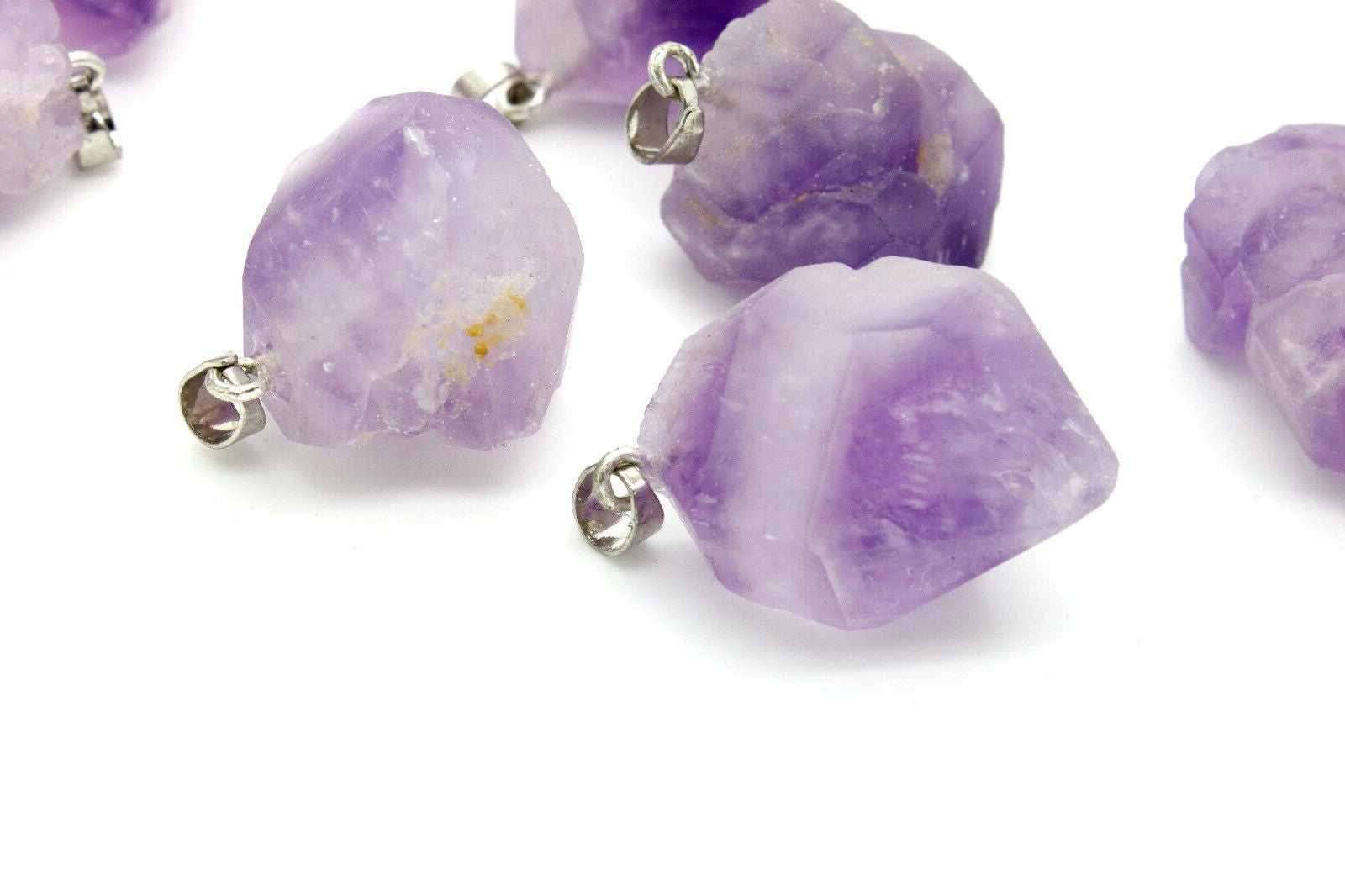 Amethyst Crystal Necklace Pendant Rough Facet Brazilian 35mm Raw