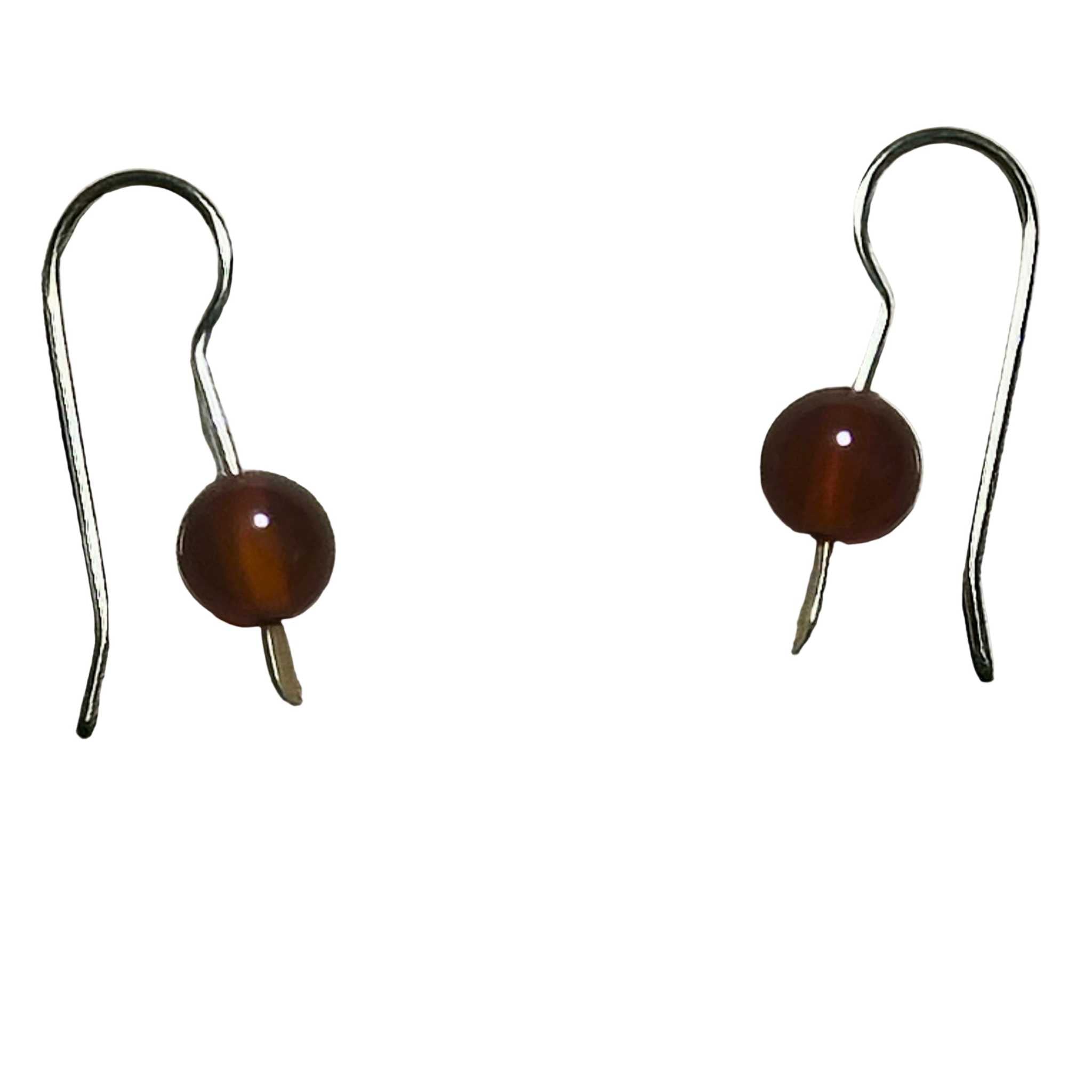 Carnelian Bead Bertoni Earrings - Gold Filled Sterling Silver