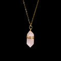 Crystal Hexagon Wire Wrap Gold Necklaces
