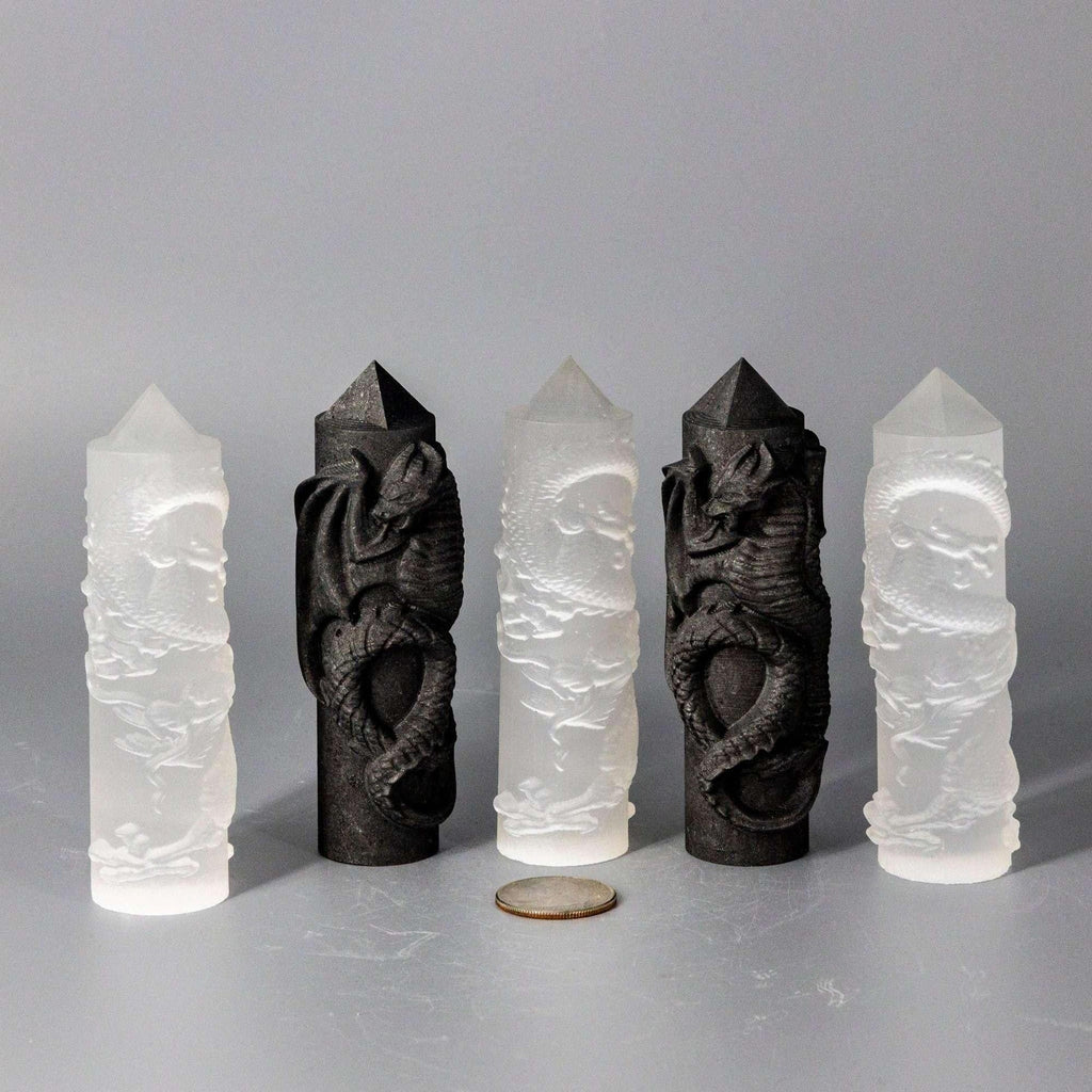Selenite Shungite CNC Carved Dragon Towers