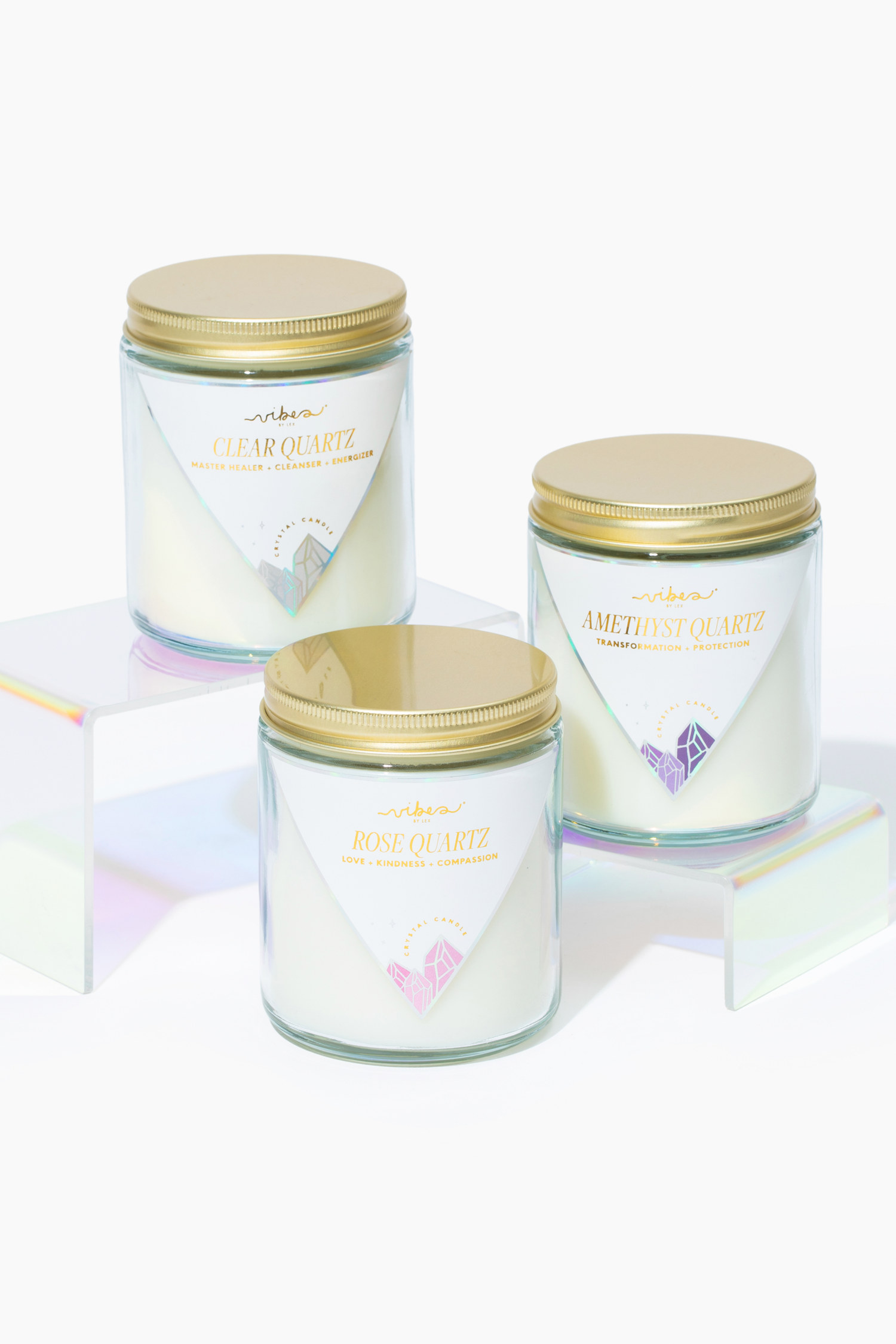 7.5oz Crystal Candle - Rose Quartz - Love + Kindness + Compassion