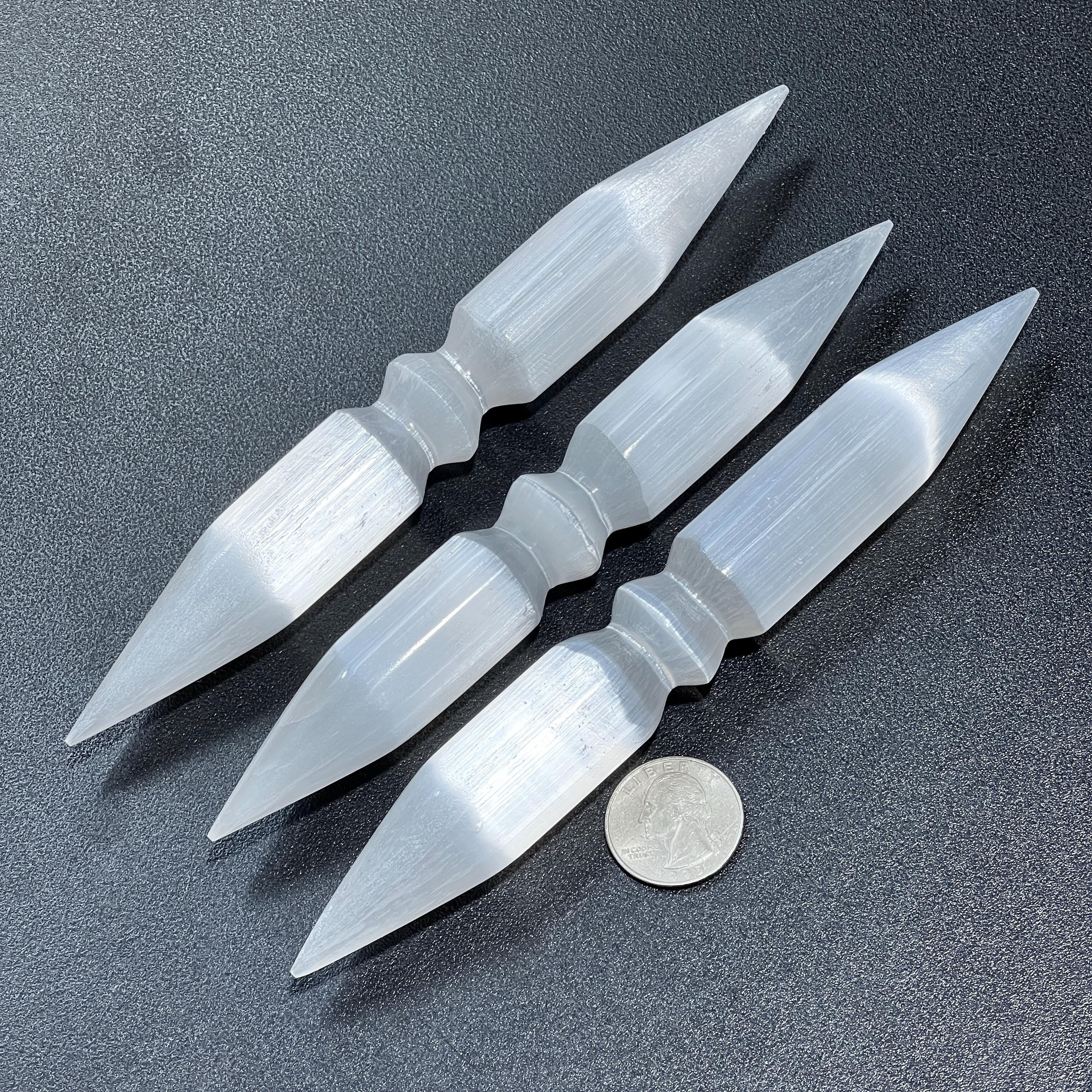 Selenite Crystal Wand Double Point Polished Wholesale Carving