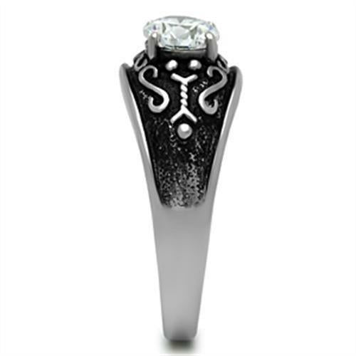TK373 - High polished (no plating) Stainless Steel Ring with AAA Grade